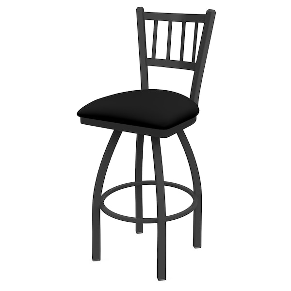 25" Swivel Counter Stool, Pewter Finish, Black Vinyl Seat